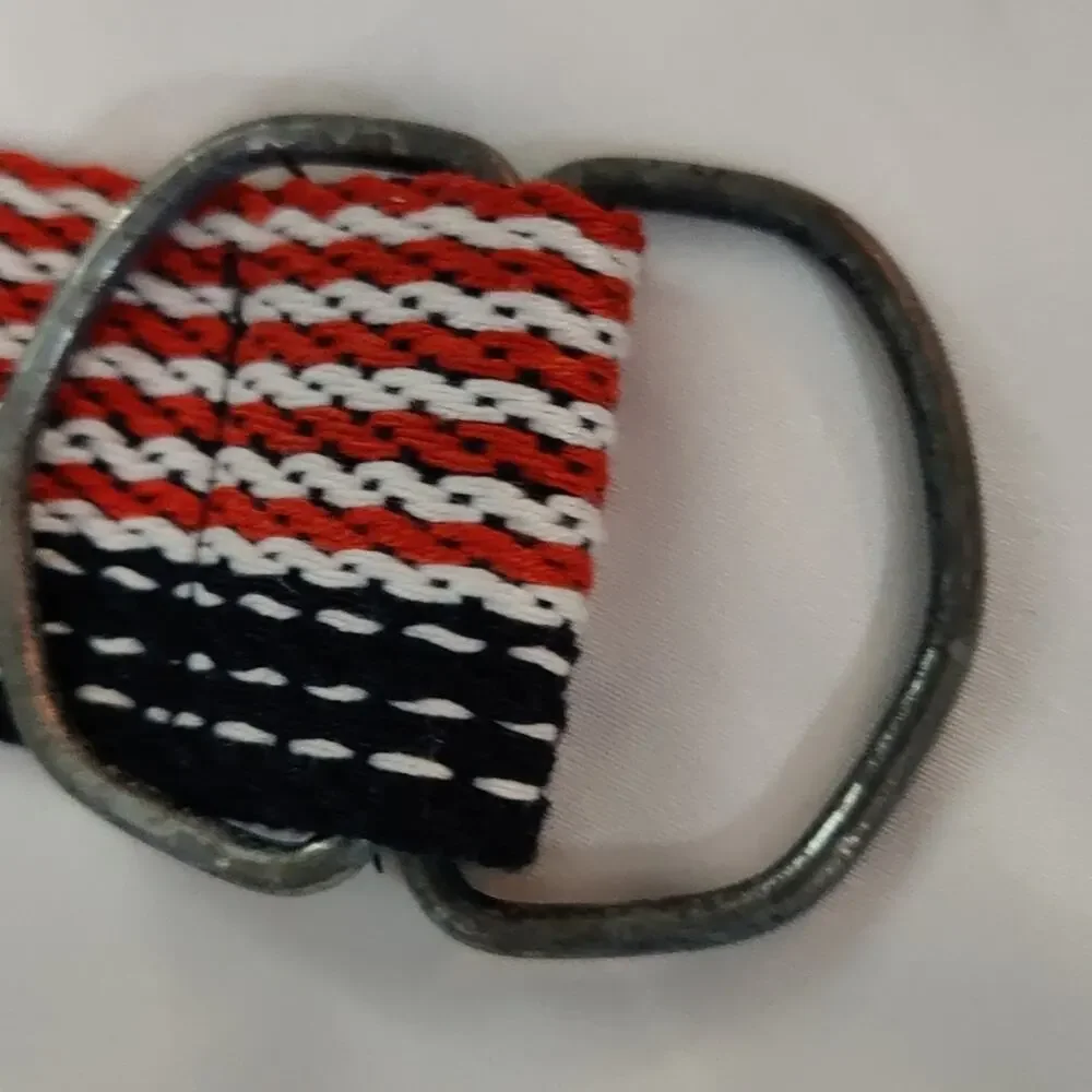 Red/White/Blue Woven Fabric Belt O/S Holiday Patriotic Classic Preppy Americana
